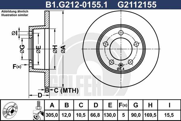 GALFER Тормозной диск B1.G212-0155.1