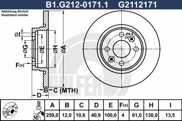 GALFER Тормозной диск B1.G212-0171.1