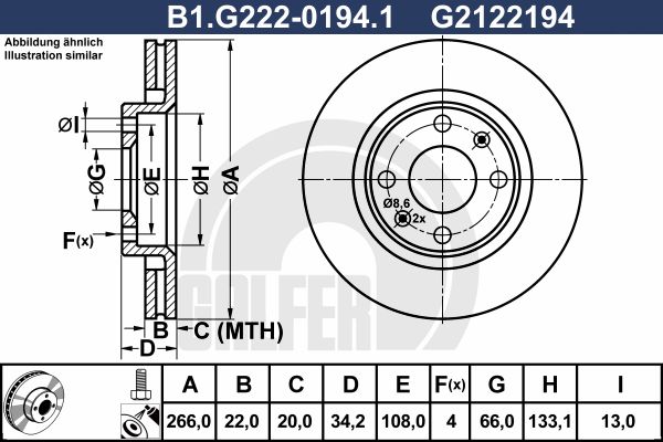 GALFER Тормозной диск B1.G222-0194.1
