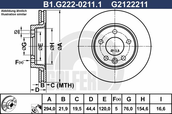 GALFER Тормозной диск B1.G222-0211.1
