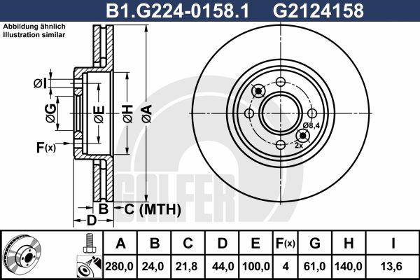 GALFER Тормозной диск B1.G224-0158.1