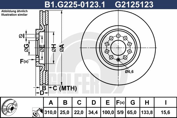GALFER Тормозной диск B1.G225-0123.1