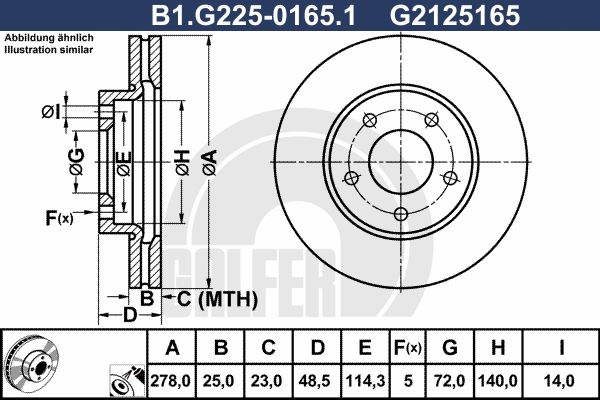 GALFER Тормозной диск B1.G225-0165.1