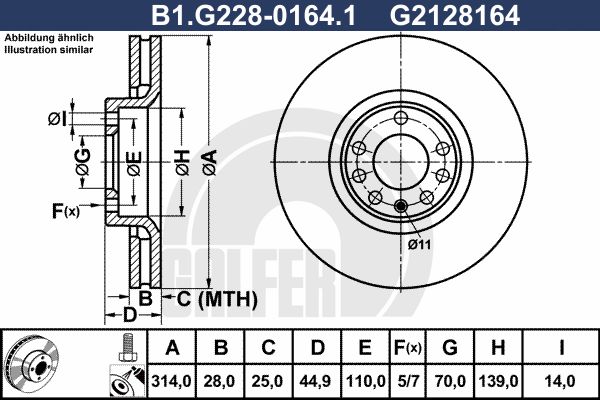 GALFER Тормозной диск B1.G228-0164.1