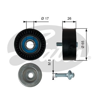 GATES Паразитный / ведущий ролик, поликлиновой ремень T36764