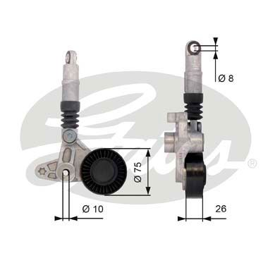 GATES Натяжной ролик, поликлиновой ремень T39099