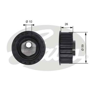 GATES Натяжной ролик, ремень ГРМ T41127