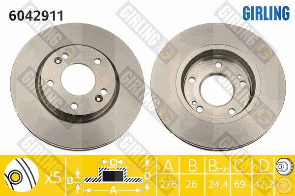 GIRLING Тормозной диск 6042911