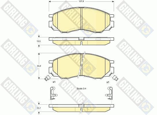 GIRLING Piduriklotsi komplekt,ketaspidur 6112869