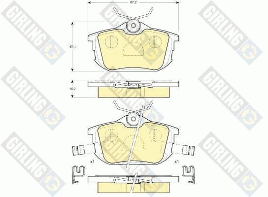 GIRLING Piduriklotsi komplekt,ketaspidur 6113141