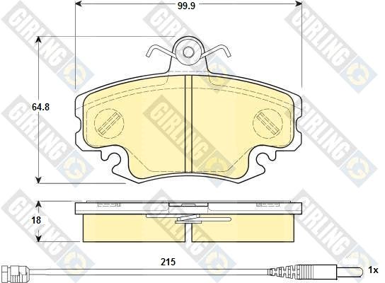 GIRLING Комплект тормозных колодок, дисковый тормоз 6114651