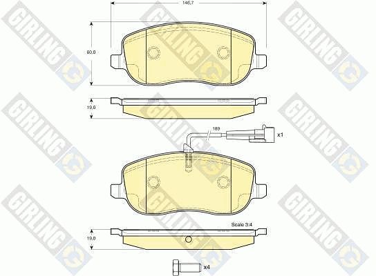 GIRLING Piduriklotsi komplekt,ketaspidur 6116361