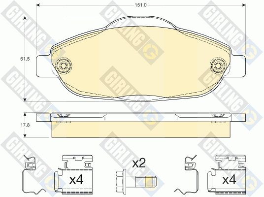 GIRLING Piduriklotsi komplekt,ketaspidur 6117614