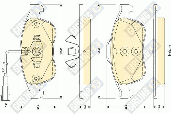 GIRLING Комплект тормозных колодок, дисковый тормоз 6118732