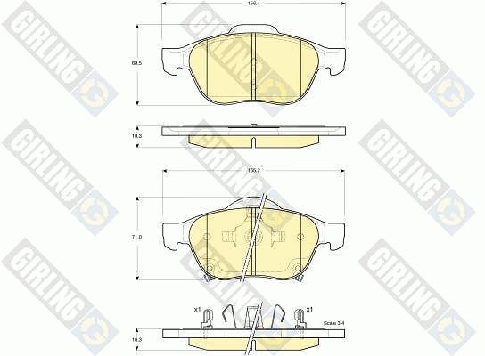 GIRLING Piduriklotsi komplekt,ketaspidur 6133352