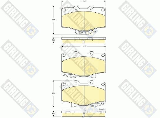 GIRLING Piduriklotsi komplekt,ketaspidur 6133839