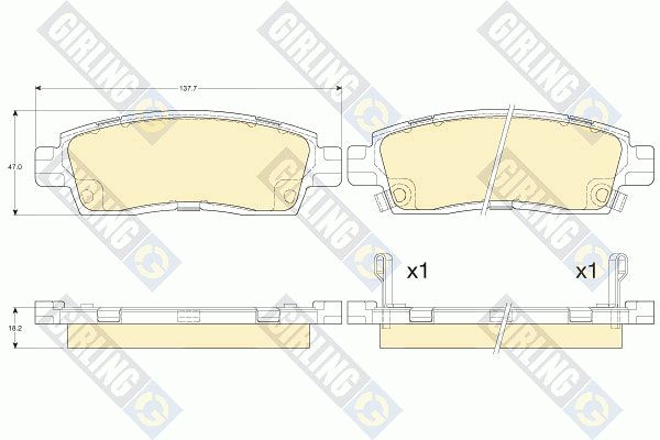 GIRLING Комплект тормозных колодок, дисковый тормоз 6144557