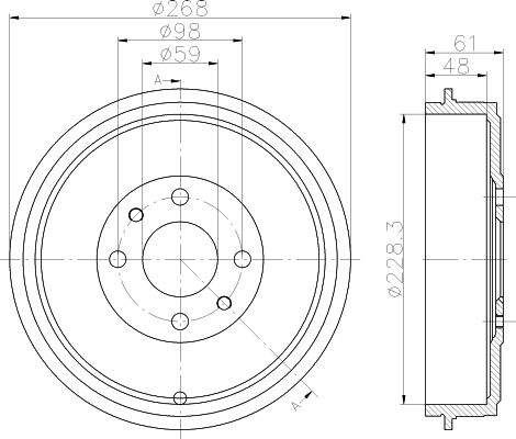 HELLA Тормозной барабан 8DT 355 301-091