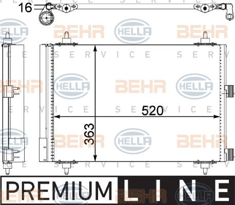 HELLA Конденсатор, кондиционер 8FC 351 303-371