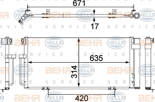 HELLA Конденсатор, кондиционер 8FC 351 303-791