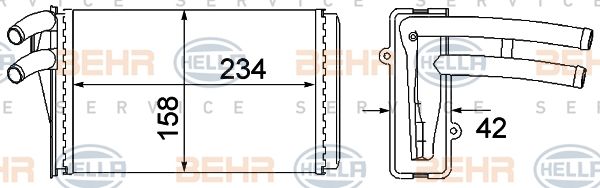 HELLA Теплообменник, отопление салона 8FH 351 045-101