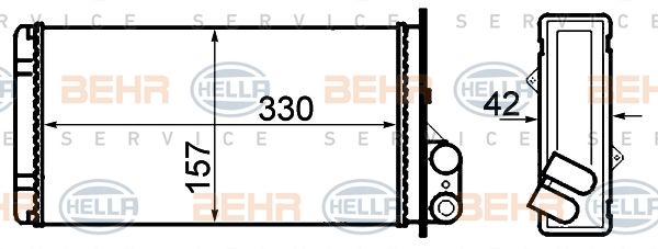 HELLA Теплообменник, отопление салона 8FH 351 308-541