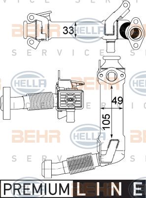 HELLA Radiaator,heitgaaside tagasijooks 8ME 376 750-761