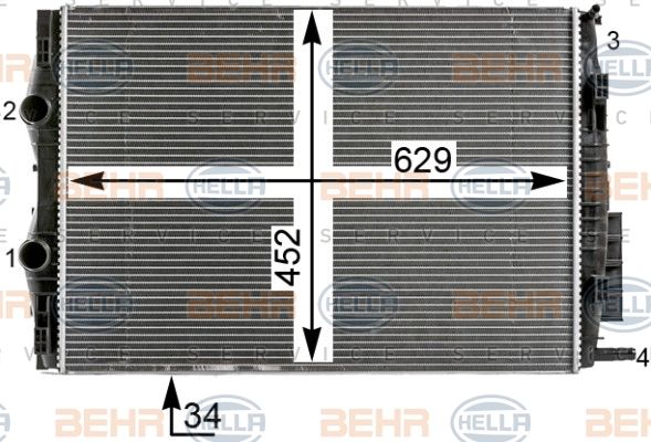 HELLA Радиатор, охлаждение двигателя 8MK 376 700-401