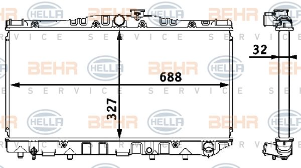 HELLA Радиатор, охлаждение двигателя 8MK 376 708-181