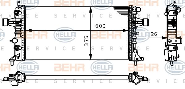 HELLA Радиатор, охлаждение двигателя 8MK 376 710-324
