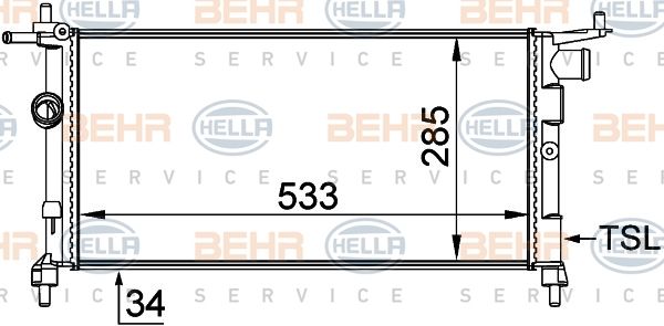 HELLA Радиатор, охлаждение двигателя 8MK 376 712-004