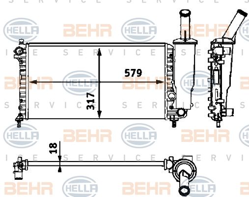 HELLA Радиатор, охлаждение двигателя 8MK 376 718-581