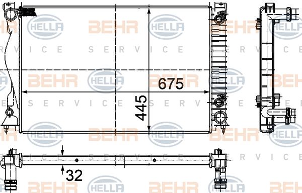 HELLA Радиатор, охлаждение двигателя 8MK 376 732-501