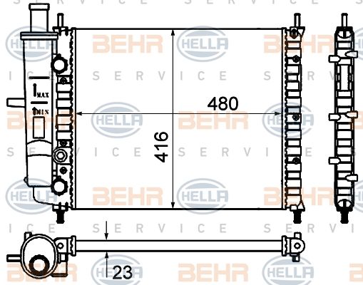 HELLA Radiaator,mootorijahutus 8MK 376 735-111