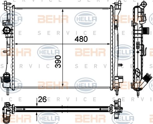 HELLA Radiaator,mootorijahutus 8MK 376 748-751