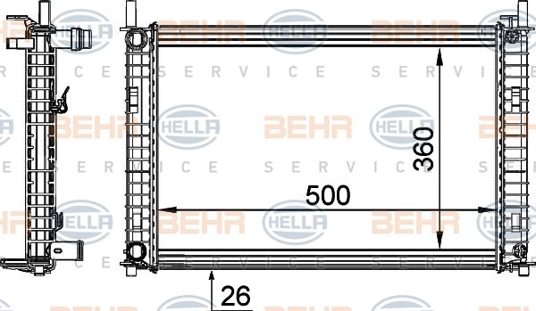 HELLA Radiaator,mootorijahutus 8MK 376 764-321