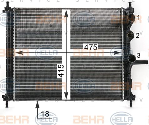 HELLA Радиатор, охлаждение двигателя 8MK 376 900-091