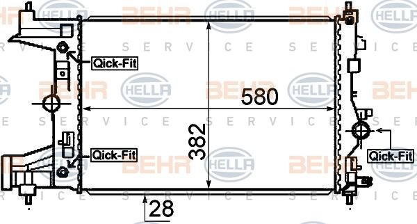 HELLA Радиатор, охлаждение двигателя 8MK 376 910-351