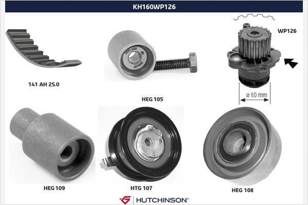 HUTCHINSON Водяной насос + комплект зубчатого ремня KH 160WP126