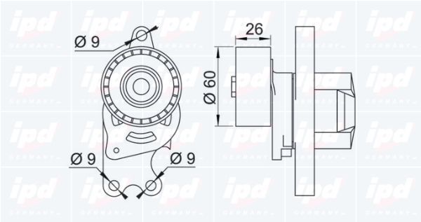 IPD Натяжитель ремня, клиновой зубча 15-3077