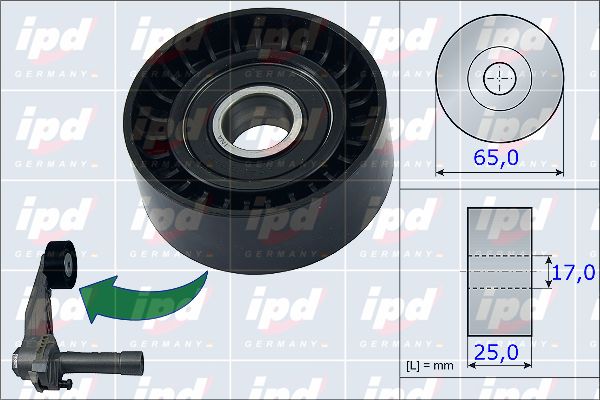 IPD Натяжной ролик, поликлиновой ремень 15-3975