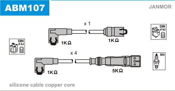 JANMOR Комплект проводов зажигания ABM107