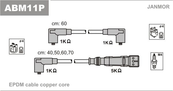 JANMOR Комплект проводов зажигания ABM11P
