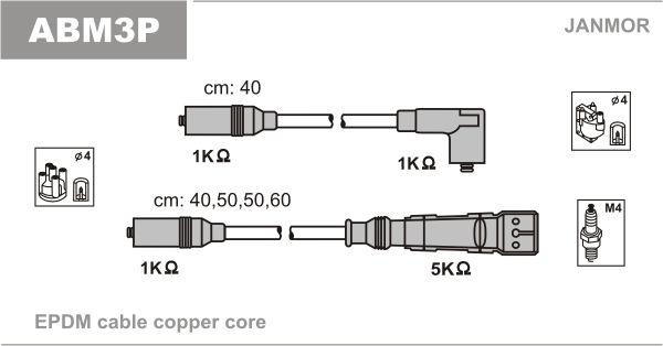 JANMOR Комплект проводов зажигания ABM3P