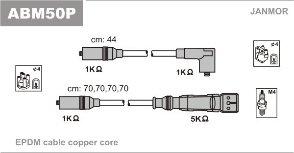 JANMOR Комплект проводов зажигания ABM50P