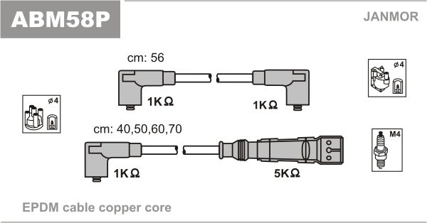 JANMOR Комплект проводов зажигания ABM58P