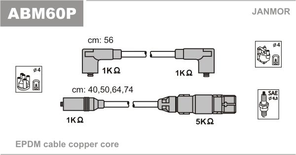 JANMOR Комплект проводов зажигания ABM60P