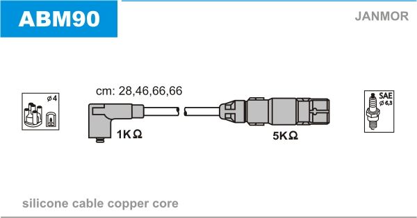 JANMOR Комплект проводов зажигания ABM90