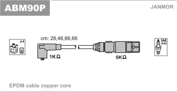 JANMOR Комплект проводов зажигания ABM90P