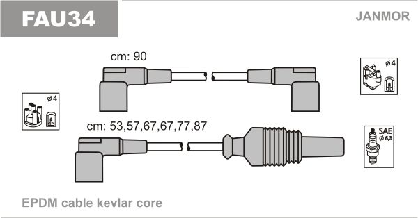 JANMOR Комплект проводов зажигания FAU34